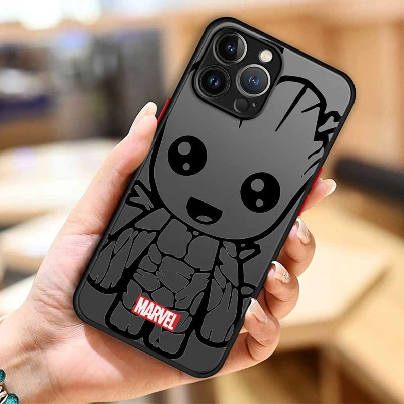 Phone Case For Apple iPhone 11 12 13 14 16 Pro 15 Pro Max 16 Plus XR 12mini 13mini Clear Marvel Groot Spider Iron Man Studio